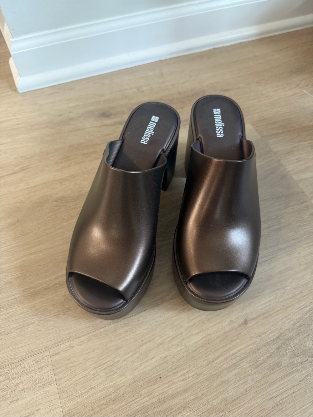 Melissa Brown Metallic Open-Toe Platform Mule